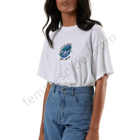 T-Shirt à Manche Courte Femme Afends Think Global - Femme Soldes FEM2550 - -0