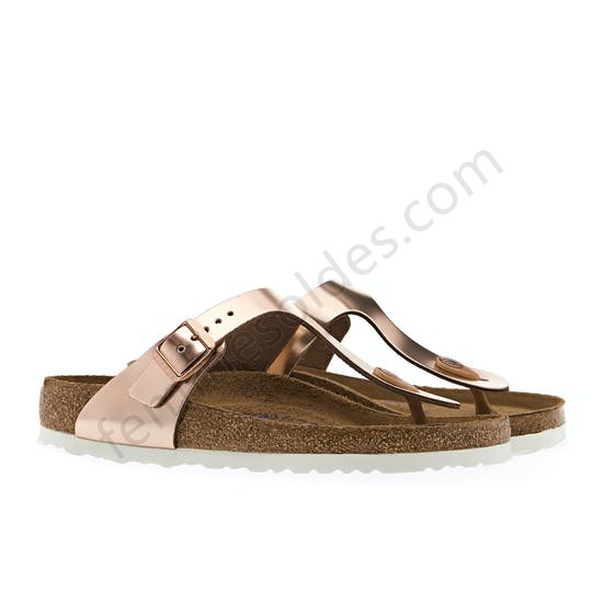 Sandales Birkenstock Gizeh Natural Leather Soft Footbed - Femme Soldes FEM1077 - -2